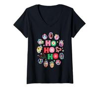 Femme Disney Princess Christmas Ho Ho Ho Winter Holiday Portraits T-Shirt avec Col en V