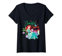 Femme Disney Princess Christmas Jingle Shells Little Mermaid Ariel T-Shirt avec Col en V