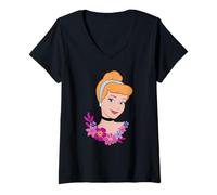 Femme Disney Princess Cinderella Big Face Costume T-Shirt avec Col en V