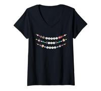 Femme Disney Princess Happy 100 Days of School 100th Day Bracelets T-Shirt avec Col en V