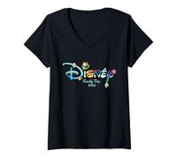 Femme Disney Princess Letters Logo Family Trip Matching 2026 T-Shirt avec Col en V