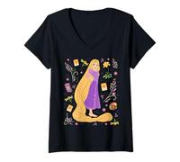 Femme Disney Princess Rapunzel Tangled Collage Portrait T-Shirt avec Col en V