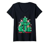 Femme Disney Princess Sparkle Bright This Christmas Winter Holiday T-Shirt avec Col en V