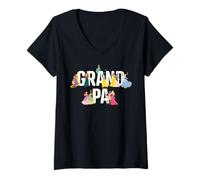 Femme Disney Princess Squad Grandpa Family Trip Vacation Reunion T-Shirt avec Col en V