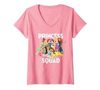 Femme Disney Princess Squad Group T-Shirt avec Col en V, Rose, XXL