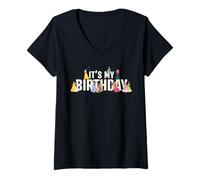 Femme Disney Princess Squad It's My Birthday Matching Party T-Shirt avec Col en V