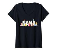 Femme Disney Princess Squad Nana Family Trip Vacation Reunion T-Shirt avec Col en V