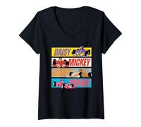 Femme Disney Racing Mickey Daisy Minnie & Goofy Race Car Drivers T-Shirt avec Col en V