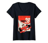 Femme Disney Racing Mickey Mouse Torque 28 Turbo Troop Race Car T-Shirt avec Col en V