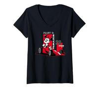 Femme Disney Racing Minnie Mouse Fast & Fabulous Race Car Driver T-Shirt avec Col en V