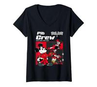 Femme Disney Racing "Pit Crew" Mickey Minnie Daisy & Goofy Racers T-Shirt avec Col en V