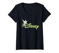 Femme Disney Script Logo Tinker Bell Trip & Vacation Matching T-Shirt avec Col en V