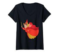 Femme Disney Sleeping Beauty Good Fairy Flora Costume T-Shirt avec Col en V