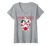 Femme Disney Snow White Evil Queen Edgy Rose T-Shirt avec Col en V, Gris Chiné, S