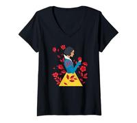 Femme Disney Snow White Movie Apple and Flowers T-Shirt avec Col en V
