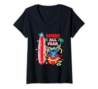 Femme Disney Stitch Christmas Goodish All Year Funny Holiday T-Shirt avec Col en V