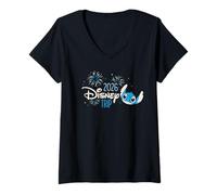 Femme Disney Stitch & Fireworks 2026 Disney Trip Vacation T-Shirt avec Col en V