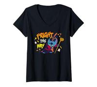 Femme Disney Stitch in Jafar Costume Fright This Way Halloween T-Shirt avec Col en V