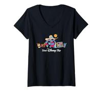 Femme Disney Stitch & Scrump First Disney Trip Vacation Matching T-Shirt avec Col en V