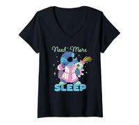 Femme Disney Stitch & Scrump "Need More Sleep" Sleepy Bedtime T-Shirt avec Col en V