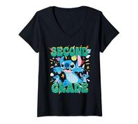 Femme Disney Stitch Second Grade Back to School 1st Day of School T-Shirt avec Col en V