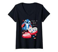 Femme Disney Stitch Valentine's Day "This is for You. I Ate it." T-Shirt avec Col en V