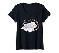Femme Disney Stitch What a Sweet Day Sakura Spring Cherry Blossom T-Shirt avec Col en V