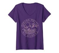 Femme Disney The Lion King Hakuna Matata No Worries Outline Logo T-Shirt avec Col en V, Violet, M