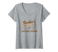 Femme Disney The Lion King Simba's Safari Camp T-Shirt avec Col en V