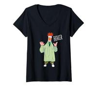 Femme Disney The Muppets Beaker Muppet Labs Big Pose T-Shirt avec Col en V