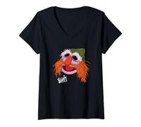 Femme Disney The Muppets Floyd Electric Mayhem Band Big Face T-Shirt avec Col en V