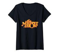 Femme Disney The Muppets Official The Muppet Show Logo Orange T-Shirt avec Col en V
