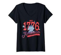 Femme Disney The Muppets Sam Eagle America Since 1776 USA 250th T-Shirt avec Col en V