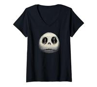 Femme Disney The Nightmare Before Christmas Sally and Jack Face T-Shirt avec Col en V