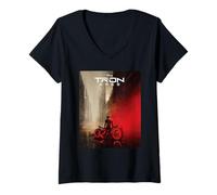 Femme Disney TRON: Ares Lightcycle City Official Movie Poster Art T-Shirt avec Col en V