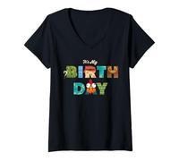 Femme Disney Vaiana Big Letters "It's My Birthday" Birthday Party T-Shirt avec Col en V