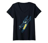 Femme Disney Villains Maleficent Dragon Big Face Costume T-Shirt avec Col en V
