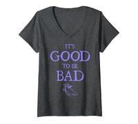 Femme Disney Villains Maleficent It's Good To Be Bad T-Shirt avec Col en V, Chiné Foncé, L