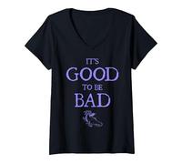 Femme Disney Villains Maleficent It's Good To Be Bad T-Shirt avec Col en V, Noir, S