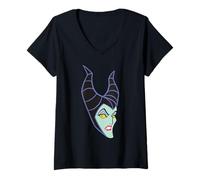 Femme Disney Villains Maleficent Sleeping Beauty Big Face Costume T-Shirt avec Col en V