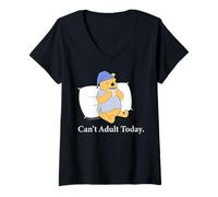 Femme Disney Winnie the Pooh "Can't Adult Today" Funny Back to Bed T-Shirt avec Col en V