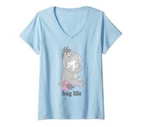 Femme Disney Winnie The Pooh Eeyore Hug Life Valentine's Day T-Shirt avec Col en V