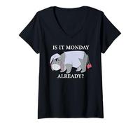 Femme Disney Winnie the Pooh Eeyore "Is it Monday Already?" Funny T-Shirt avec Col en V