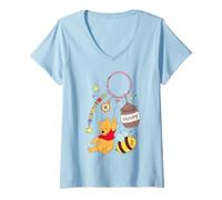 Femme Disney Winnie the Pooh Fashion Bag Charm T-Shirt avec Col en V