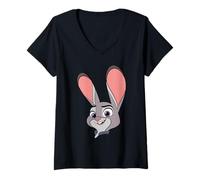 Femme Disney Zootopia 2 Judy Hopps Big Face Halloween Costume T-Shirt avec Col en V