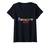 Femme Disney Zootopia "Birthday Crew" Party Matching T-Shirt avec Col en V