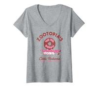 Femme Disney Zootopia The Big Donut from Little Rodentia Poster T-Shirt avec Col en V
