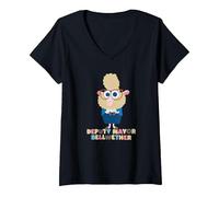 Femme Disney Zootropolis Assistant Mayor Bellwether T-Shirt avec Col en V, Noir, S