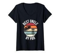 Femme Disque de Golf Amusant Best Uncle par Frisbee Dad Toss Golfing T-Shirt avec Col en V