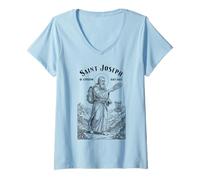 Femme Disque Golf Player Funny Patron Saint Joseph de Cupertino T-Shirt avec Col en V